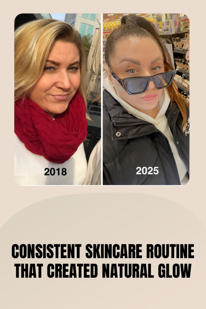 before and after skin transformation with consistent retinol skincare routine natural glow result